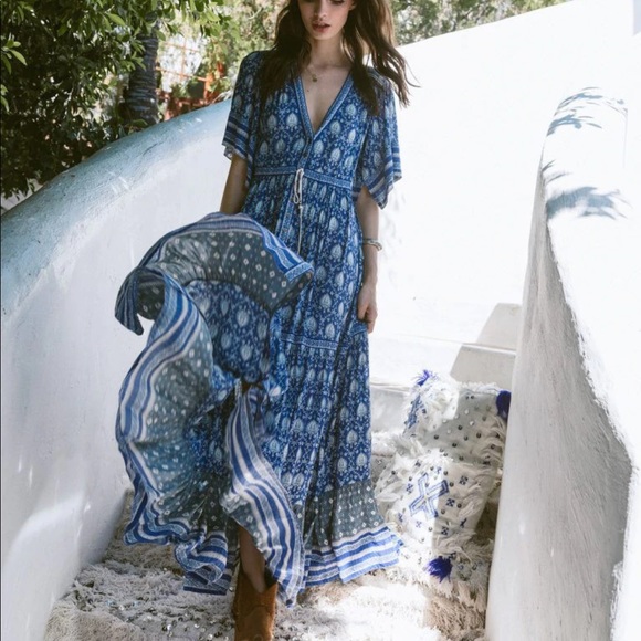 Spell and the gypsy designs oracle maxi dress gown kaftan boho lurex duster - Picture 3 of 17